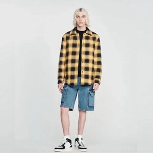 $490 Sandro Yellow and Black Button Down Jacket Shacket NWT MEDIUM UNISEX